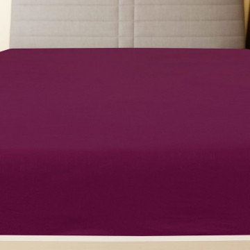 Cearșaf de pat cu elastic, 2 buc, bordo, 160x200 cm, bumbac - Img 3