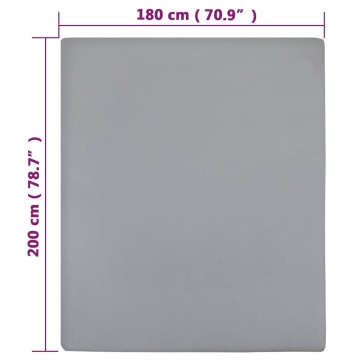Cearșaf de pat cu elastic, 2 buc., gri, 180x200 cm, bumbac - Img 5