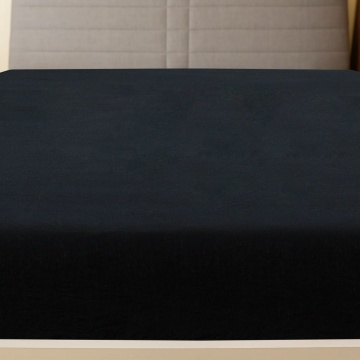 Cearșaf de pat cu elastic, 2 buc., negru, 90x200 cm, bumbac - Img 3