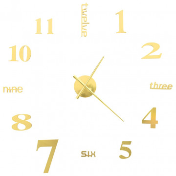 Ceas de perete 3D, auriu, 100 cm, XXL, design modern - Img 3