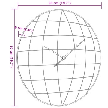 Ceas de perete galben și negru, Ø50 cm, lemn prelucrat - Img 6