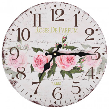 Ceas de perete vintage, 30 cm, floare - Img 2