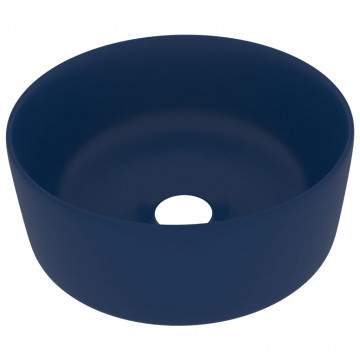 Chiuvetă baie lux albastru închis mat 40x15 cm ceramică rotund - Img 2