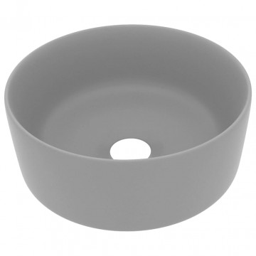 Chiuvetă baie lux gri deschis mat 40x15 cm ceramică rotund - Img 2