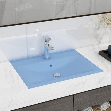 Chiuvetă baie lux, orificiu robinet, bleu mat 60x46 cm ceramică - Img 1