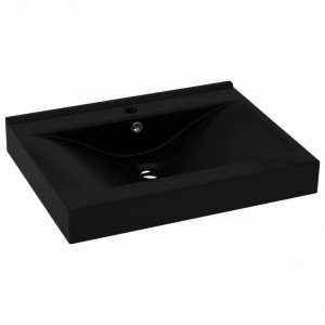 Chiuvetă baie lux, orificiu robinet negru mat 60x46 cm ceramică - Img 2
