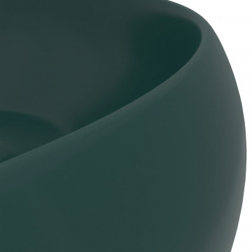 Chiuvetă baie lux verde închis mat 40x15 cm ceramică rotund - Img 6