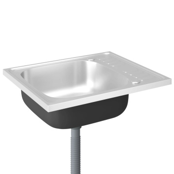 Chiuvetă bucătărie cu scurgător, argintiu 600x500x155 mm oțel - Img 8