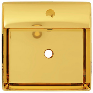 Chiuvetă cu preaplin, auriu, 41 x 41 x 15 cm, ceramică - Img 3