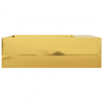 Chiuvetă cu preaplin, auriu, 49 x 25 x 15 cm, ceramică - Img 6
