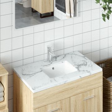 Chiuvetă de baie, alb, 36x31,5x16,5 cm, pătrată, ceramică - Img 1