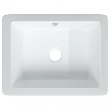 Chiuvetă de baie, alb, 39x30x18,5 cm, pătrată, ceramică - Img 6