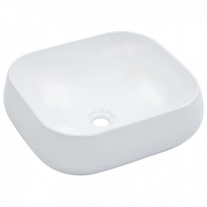 Chiuvetă de baie, alb, 44,5x39,5x14,5 cm, ceramică - Img 1