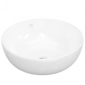 Chiuvetă de baie, alb, 44x17 cm, ceramică, rotundă - Img 2