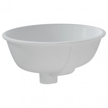 Chiuvetă de baie albă 33x29x16,5 cm, ovală, ceramică - Img 8