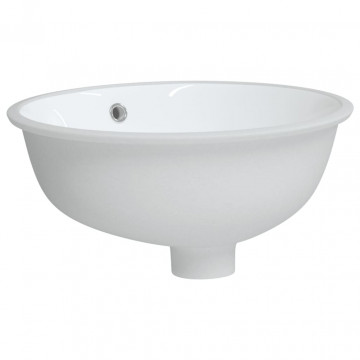 Chiuvetă de baie albă 38,5x33,5x19 cm, ovală, ceramică - Img 3