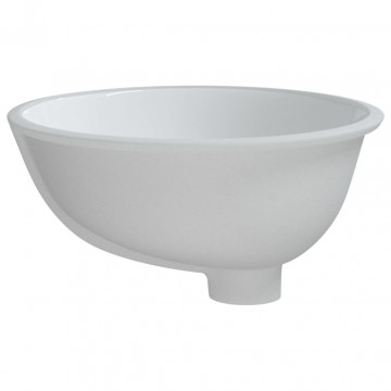 Chiuvetă de baie albă 38,5x33,5x19 cm, ovală, ceramică - Img 5