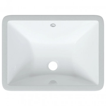 Chiuvetă de baie albă 47,5x35x19,5 cm, dreptunghiular, ceramică - Img 6