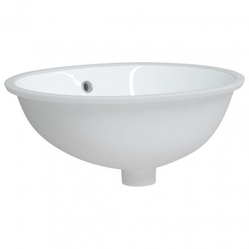 Chiuvetă de baie albă 47x39x21 cm, ovală, ceramică - Img 3