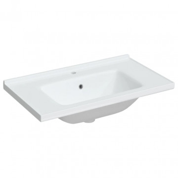 Chiuvetă de baie albă 81x48x19,5 cm, ovală, ceramică - Img 2