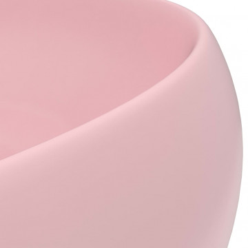 Chiuvetă de baie lux roz mat 40x15 cm ceramică rotund - Img 6