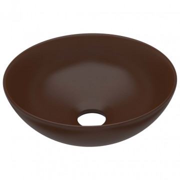 Chiuvetă de baie, maro închis, ceramică, rotund - Img 2