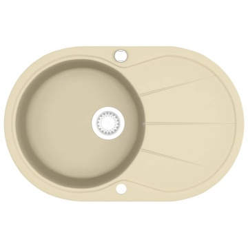 Chiuvetă de bucătărie din granit, bej, un bazin, oval - Img 2