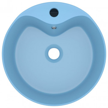 Chiuvetă de lux cu preaplin, bleu mat, 36x13 cm, ceramică - Img 3