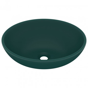 Chiuvetă de lux, verde mat, 40 x 33 cm, ceramică, formă ovală - Img 2