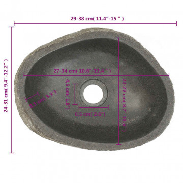 Chiuvetă din piatră de râu, 30-37 cm, oval - Img 7