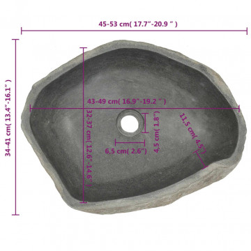 Chiuvetă din piatră de râu, 46-52 cm, oval - Img 6