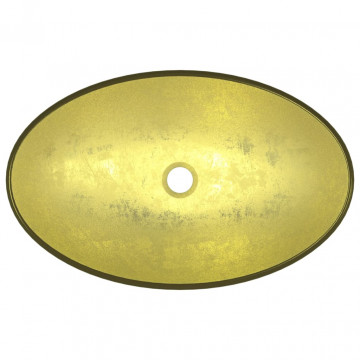 Chiuvetă din sticlă securizată, auriu, 54,5x35x15,5 cm - Img 7