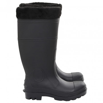Cizme de ploaie cu șosete detașabile, negru, mărime 39, PVC - Img 4