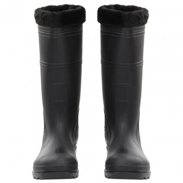 Cizme de ploaie cu șosete detașabile, negru, mărime 44, PVC - Img 3