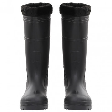 Cizme de ploaie cu șosete detașabile, negru, mărime 46, PVC - Img 3