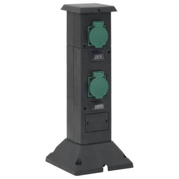 Coloană priză de exterior cu 4 căi, negru/verde, 16x16x39,5 cm - Img 4