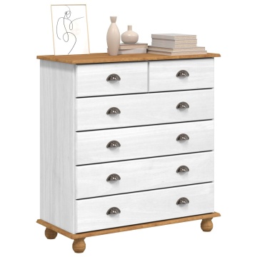 comodă ASKIM Alb 91x40x95,5 cm Lemn masiv de pin - Img 3