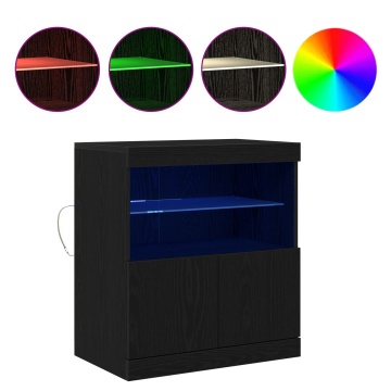 Comodă cu Lumini LED Stejar Negru 60x37x67 cm - Img 4