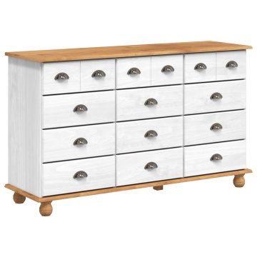 Comodă cu sertare ASKIM Alb 79x40x133.5 cm Lemn masiv Pin - Img 2