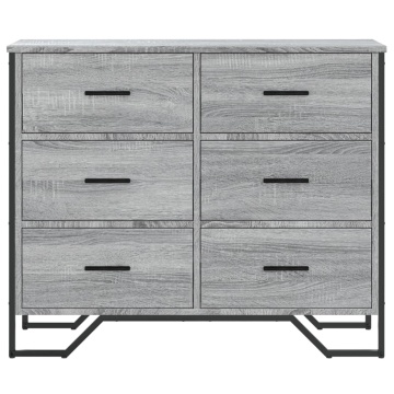 Comodă cu sertare, gri sonoma 91x35,5x74,5 cm lemn prelucrat - Img 4