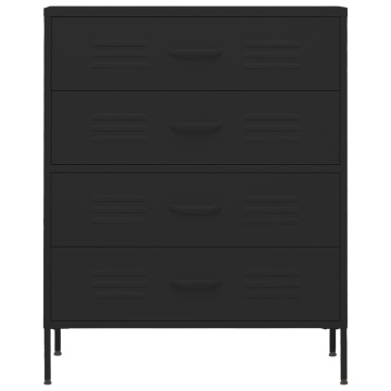 Comodă cu sertare, negru, 80x35x101,5 cm, oțel - Img 3