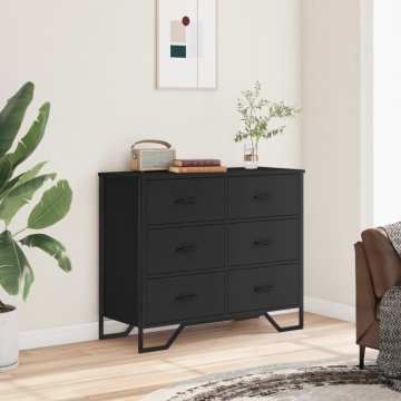 Comodă cu sertare, negru, 91x35,5x74,5 cm, lemn prelucrat - Img 3