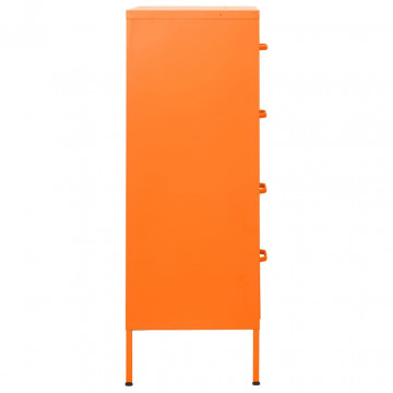 Comodă cu sertare, portocaliu, 80x35x101,5 cm, oțel - Img 4
