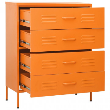 Comodă cu sertare, portocaliu, 80x35x101,5 cm, oțel - Img 6