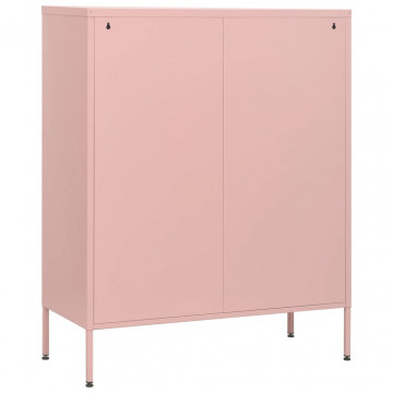 Comodă cu sertare, roz, 80x35x101,5 cm, oțel - Img 8