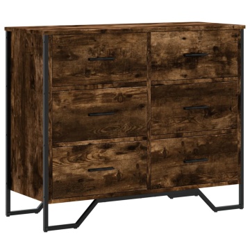 Comodă cu sertare stejar fumuriu 91x35,5x74,5 cm lemn prelucrat - Img 2