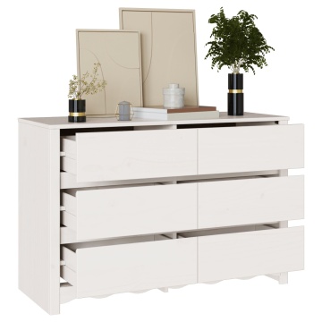 Comodă DRAMMEN Alb 111x43x73,5 cm Lemn Masiv Pin - Img 3