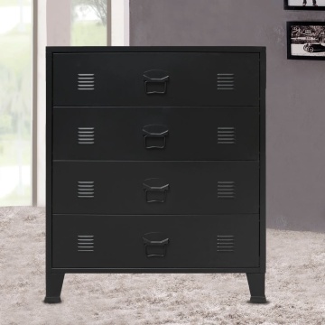 Comodă sertare, metal, stil industrial, 78x40x93 cm, negru - Img 1