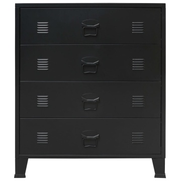 Comodă sertare, metal, stil industrial, 78x40x93 cm, negru - Img 3