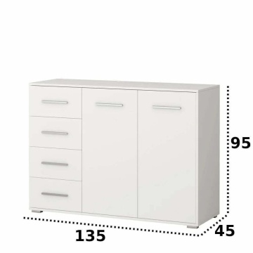 Comodă stela, 135x95x45 cm, alb - Img 3